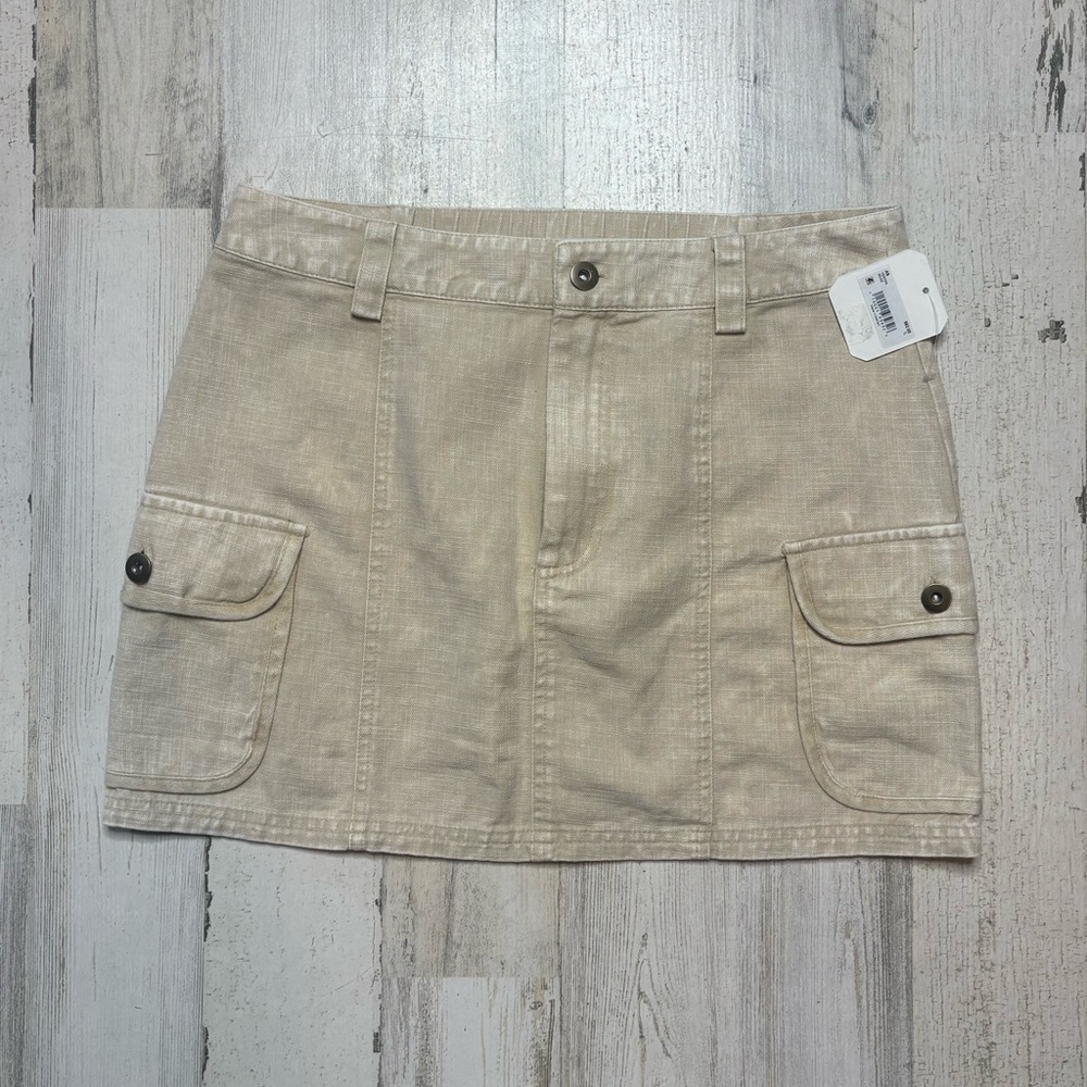NWT Altard State Beige Cargo Jean Mini Skirt Size Large